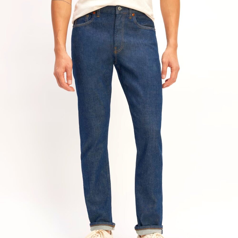 NEW NWT! EVERLANE THE SLIM FIT JEANS STRETCH ORGANIC COTTON DENIM TAPERED LEG 35